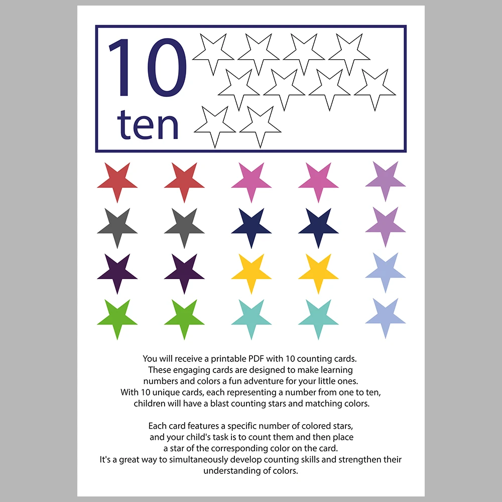 Star-Themed Number Matching Activity Book
