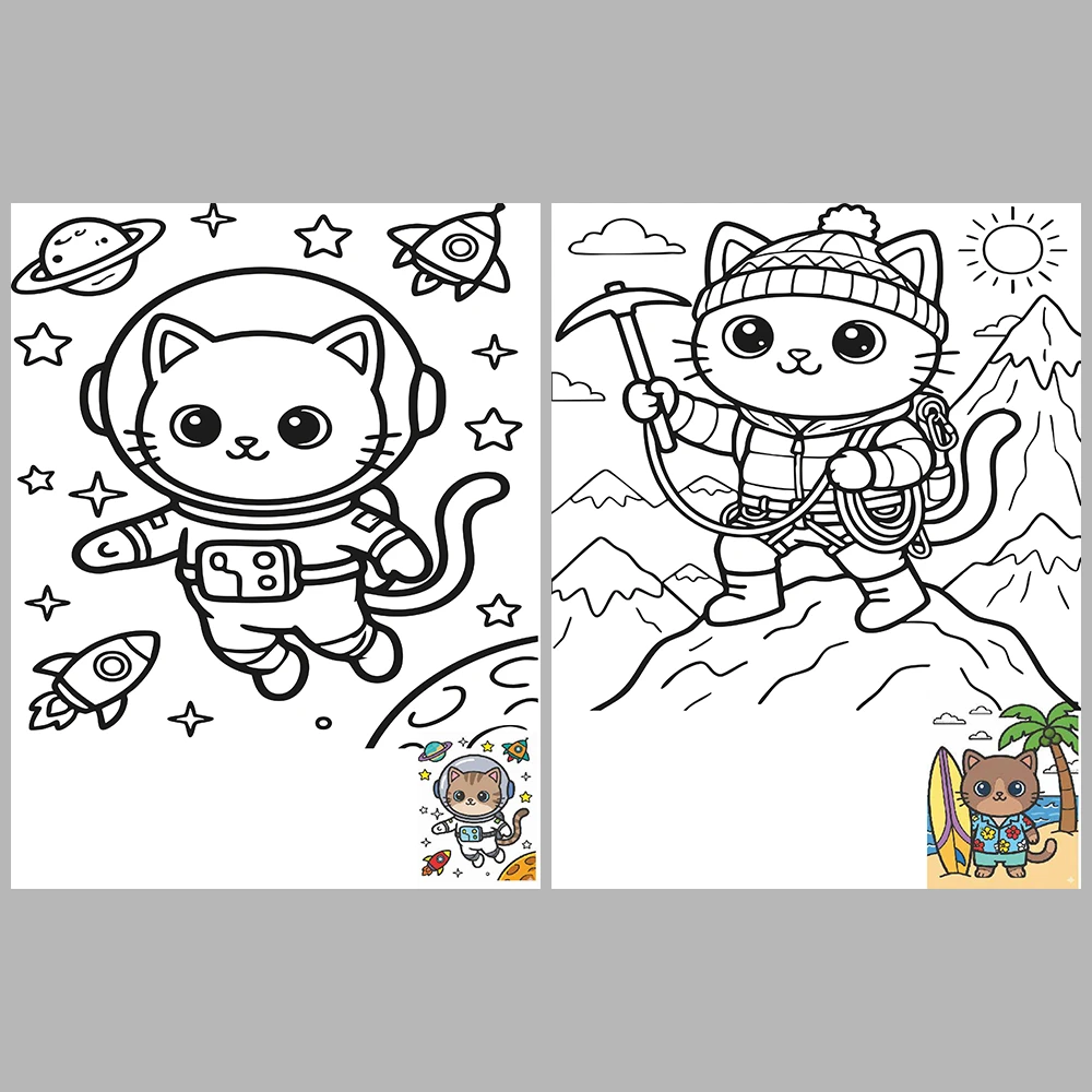 Cats at Work Coloring Pages – With Reference Images