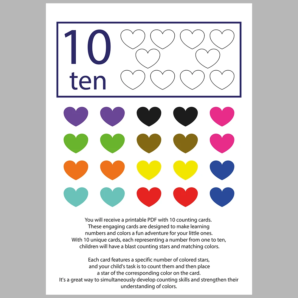 Heart-Themed Number Matching Activity Book