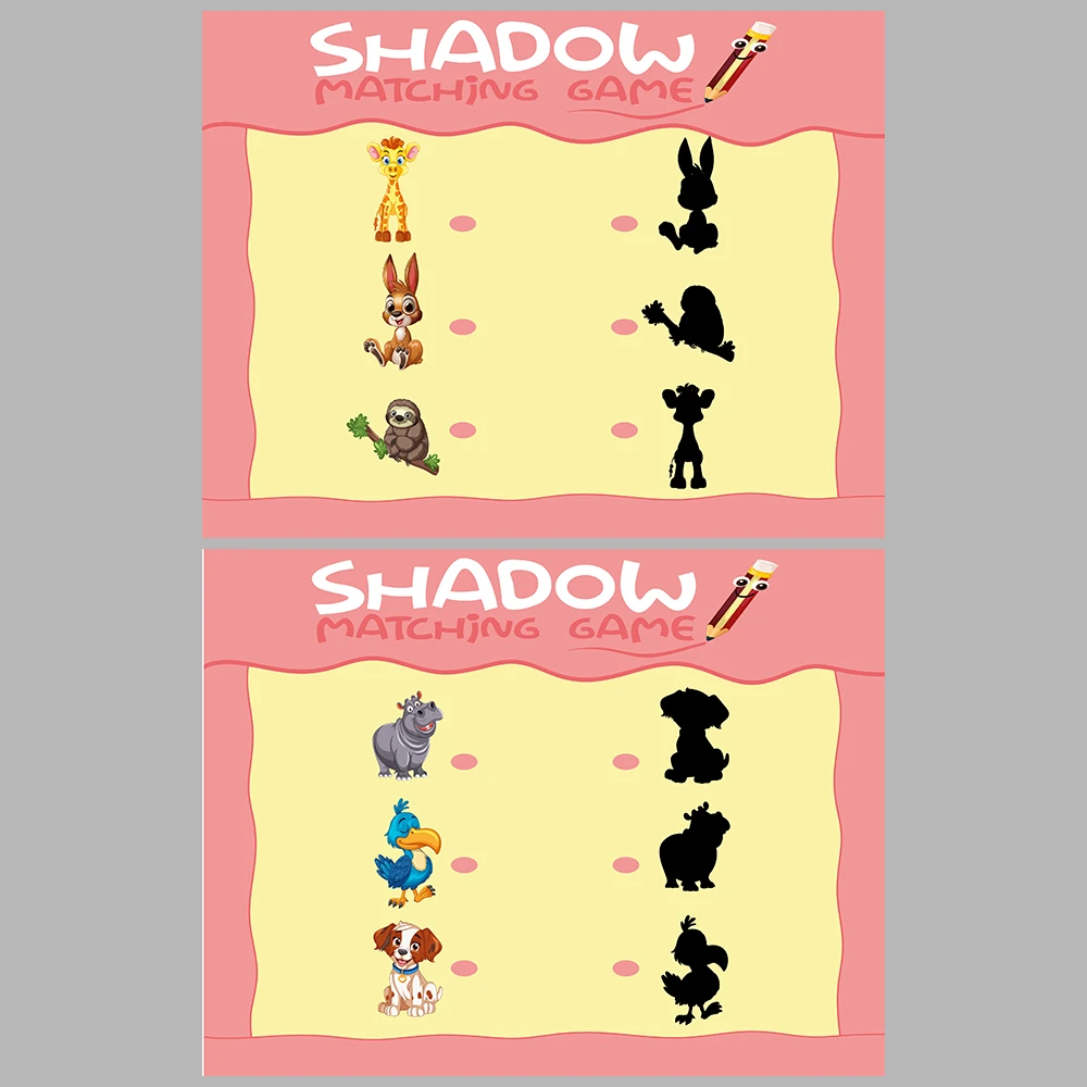 Animal-Themed Shadow Matching Game Book
