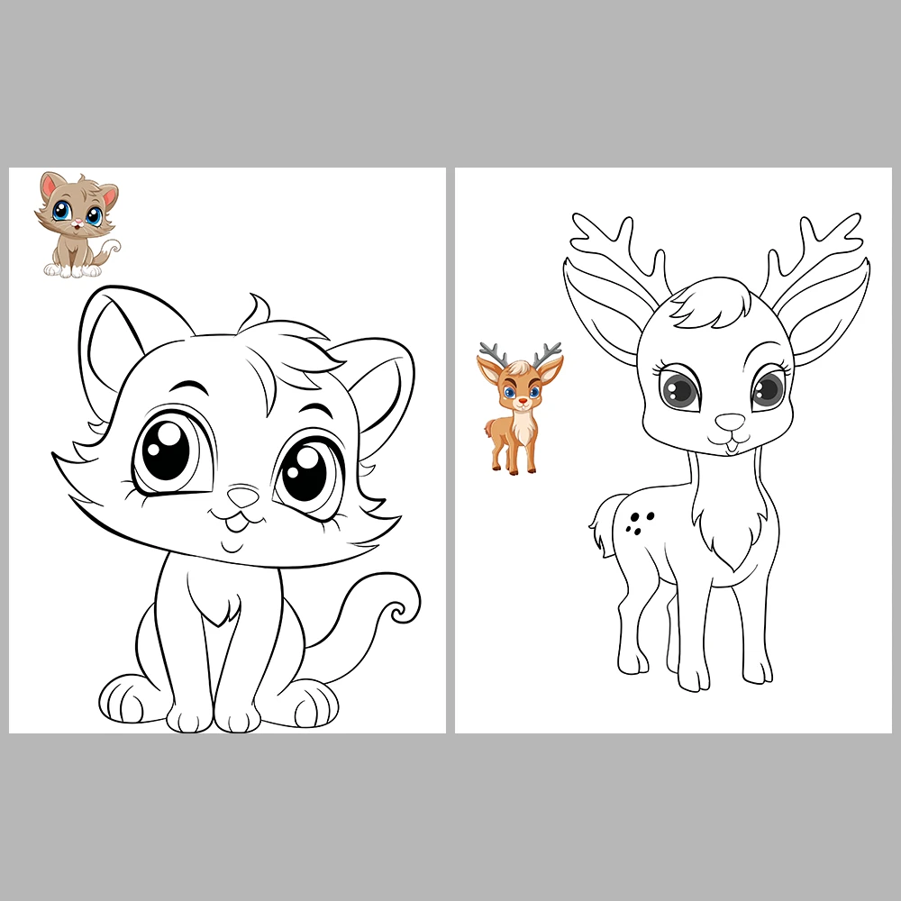 Cute Animal Coloring Pages / With Reference Image – Vol. 4