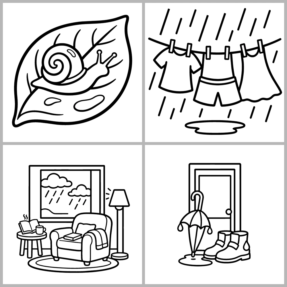 Cozy Rainy Days Coloring Book