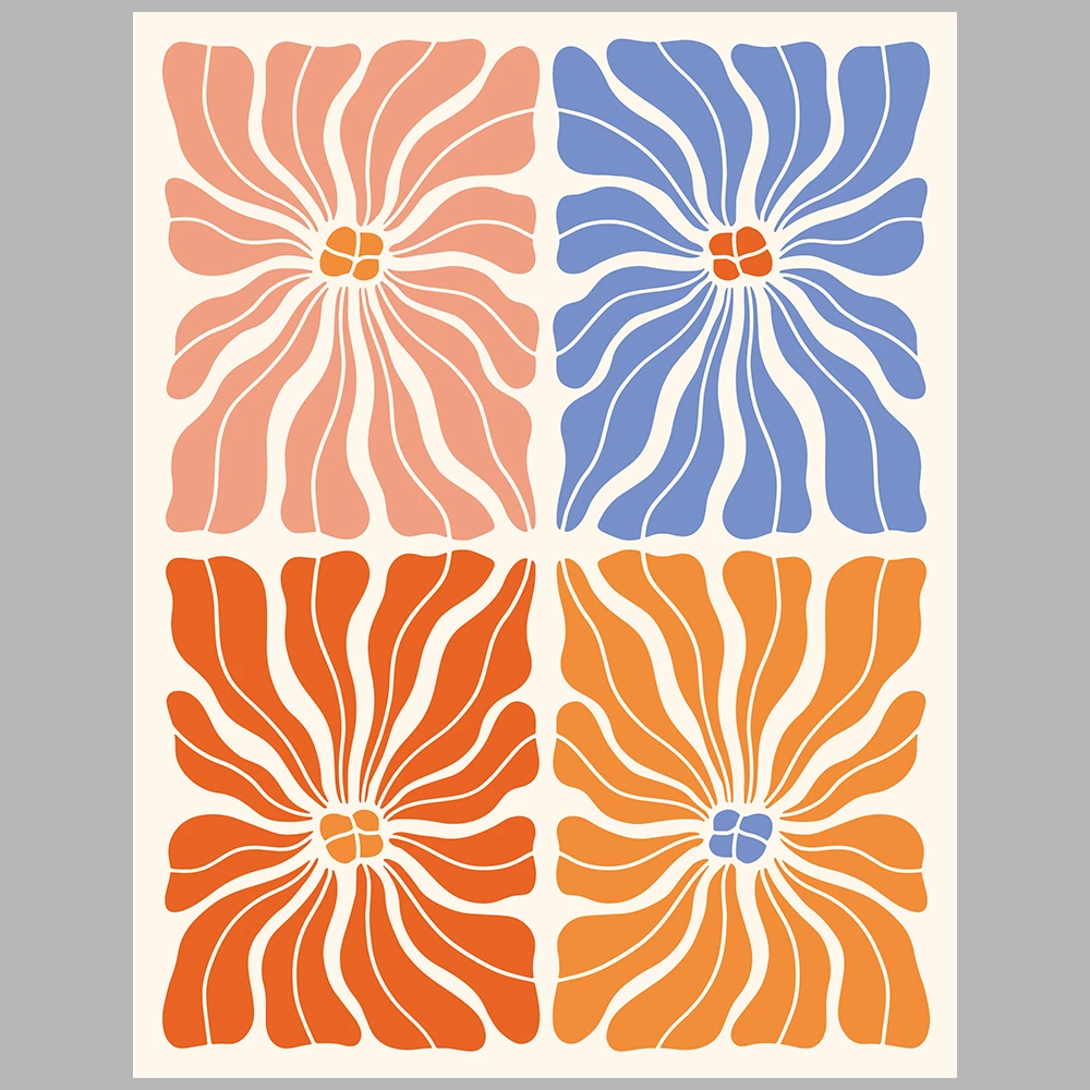 orange and blue themed posters