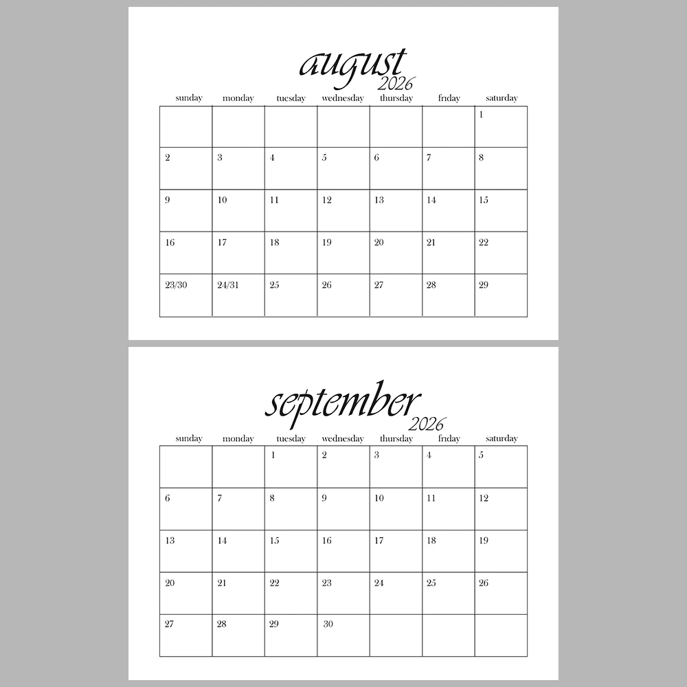 2026 Monthly Calendar