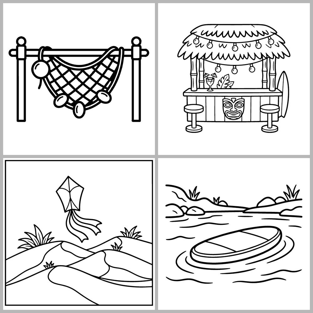 Cozy Ocean and Beach Coloring Book
