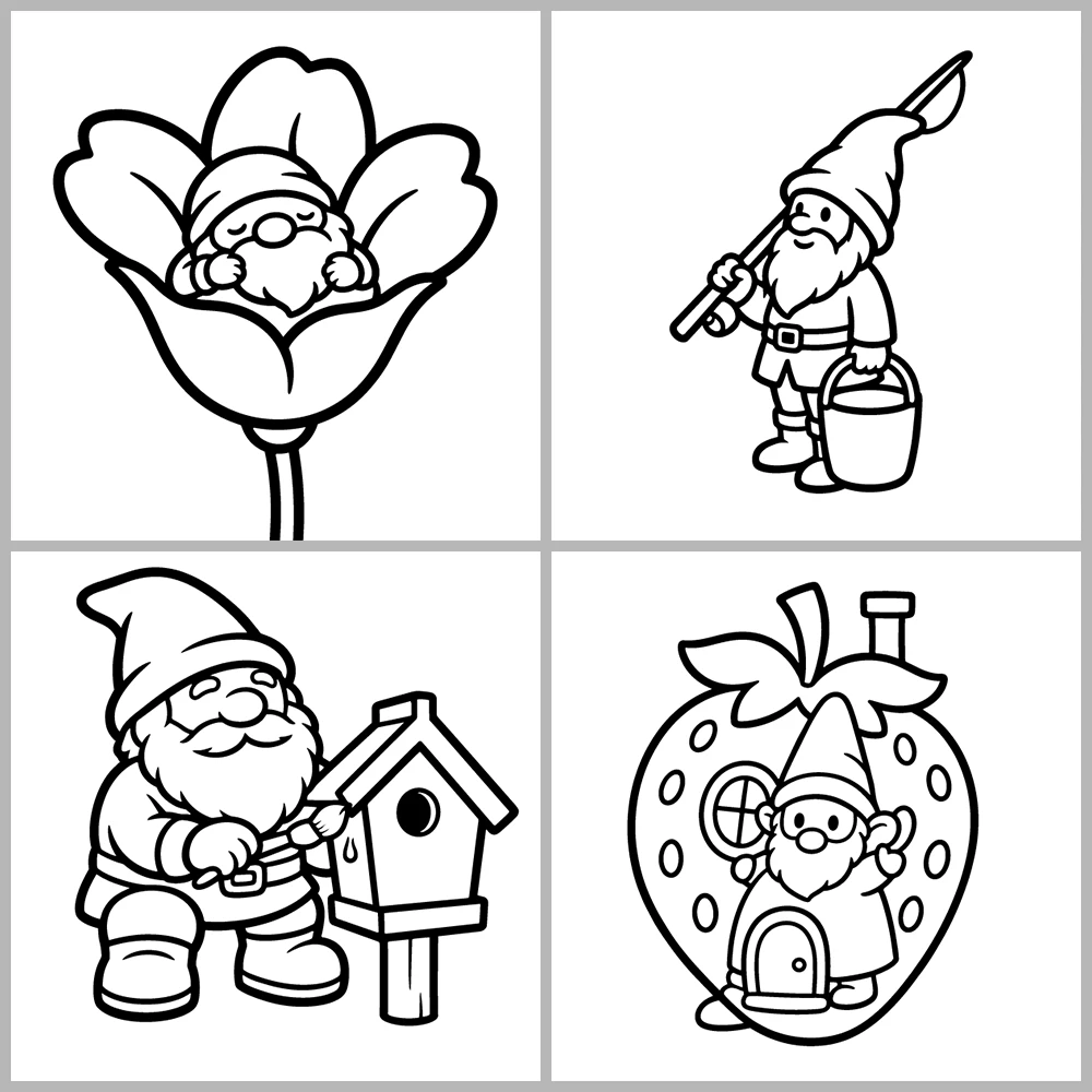 Cozy Gnomes and Little Folk Coloring Book