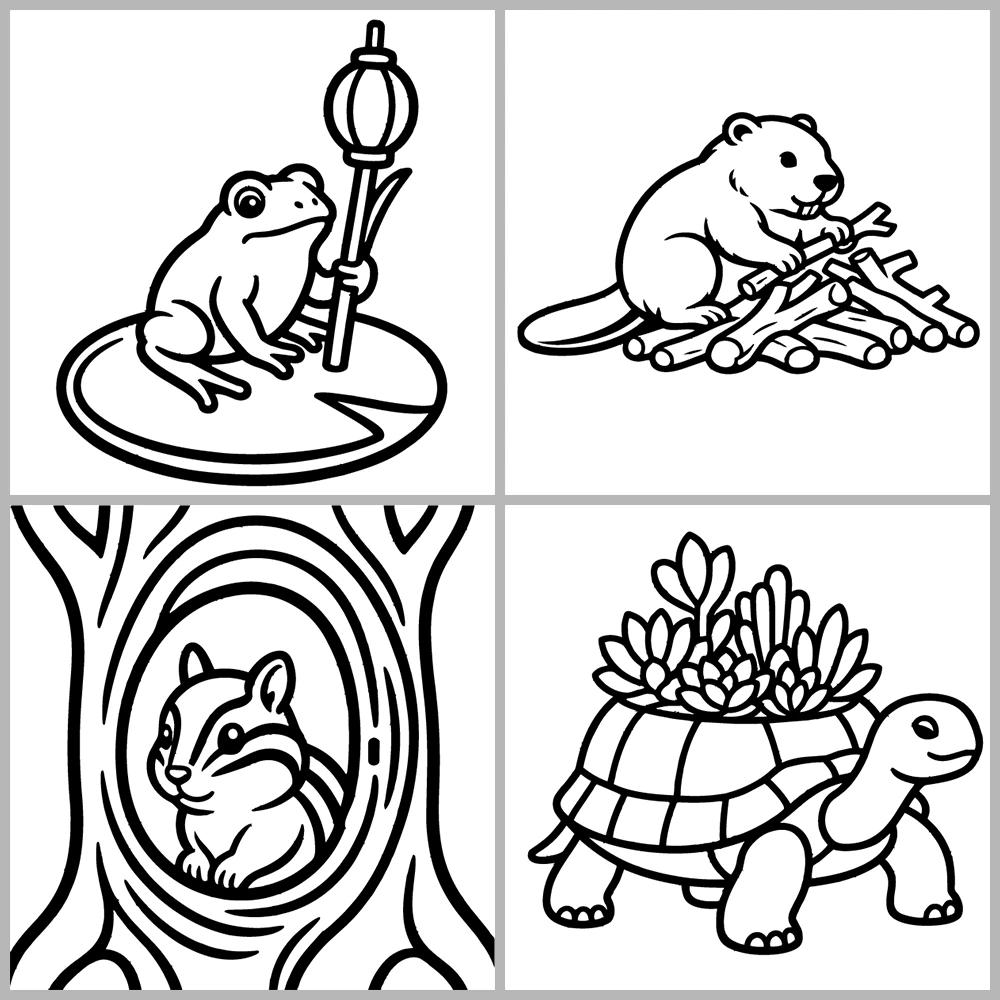 Animals Coloring Book with Bold Outlines and Simple Drawings.