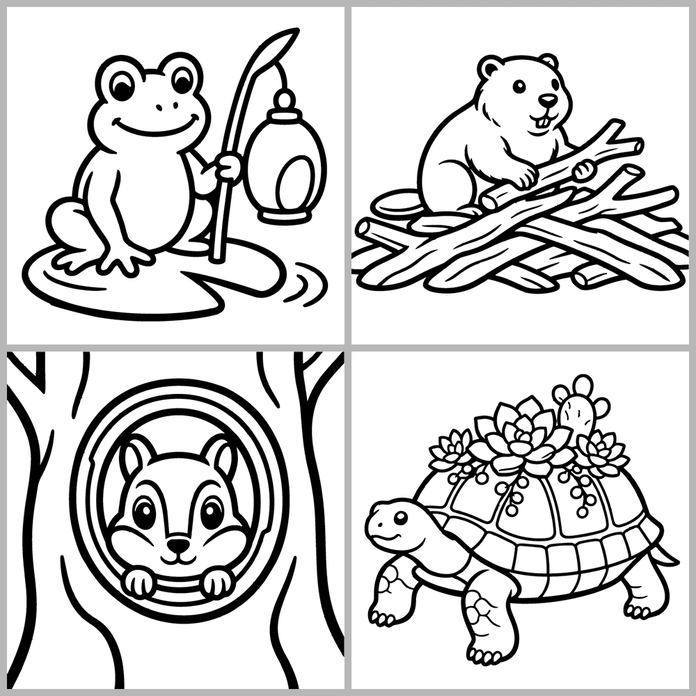 Animal Coloring Book with Bold, Simple Drawings.