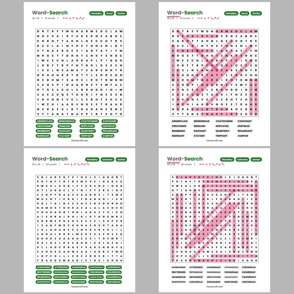 Word Search -Witchcraft & Occult – Grammar & Parts of Speech – Themes