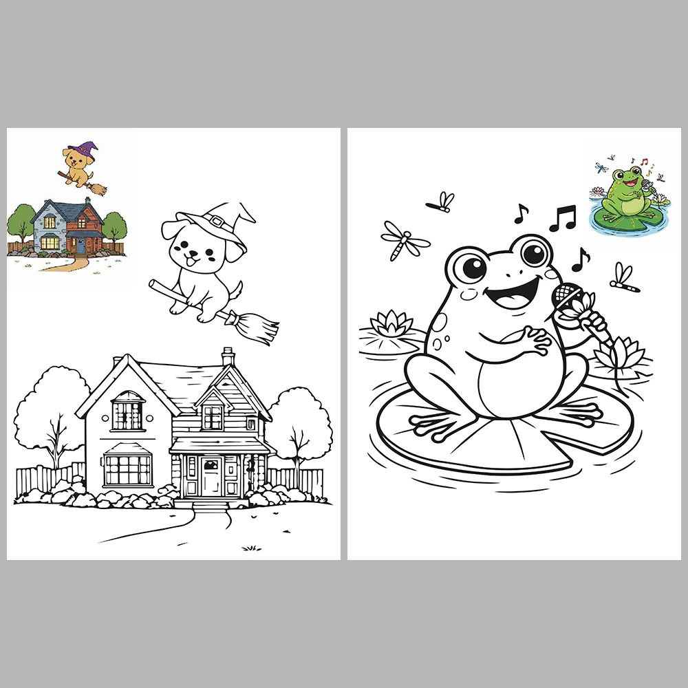 Mixed coloring pages for children aged 3/5 – With reference images (Vol. 1)