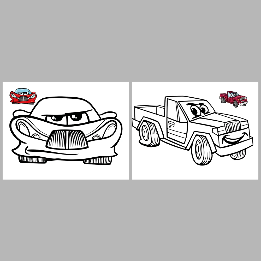 Cute Vehicles Coloring Pages / With Reference Image