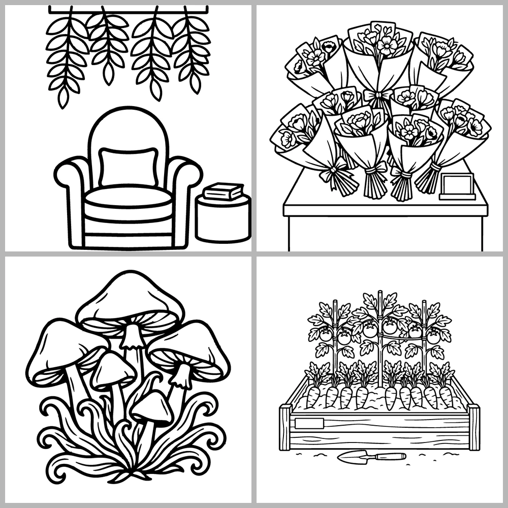 Cozy Plants – Garden Coloring Book