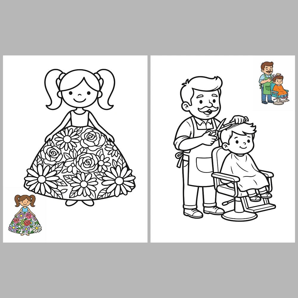 Mixed coloring pages for children aged 3/5 – With reference images (Vol. 2)