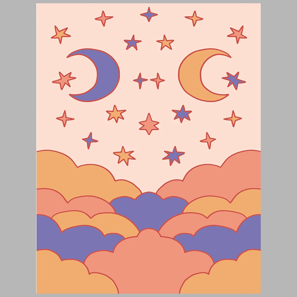 purple and orange themed posters