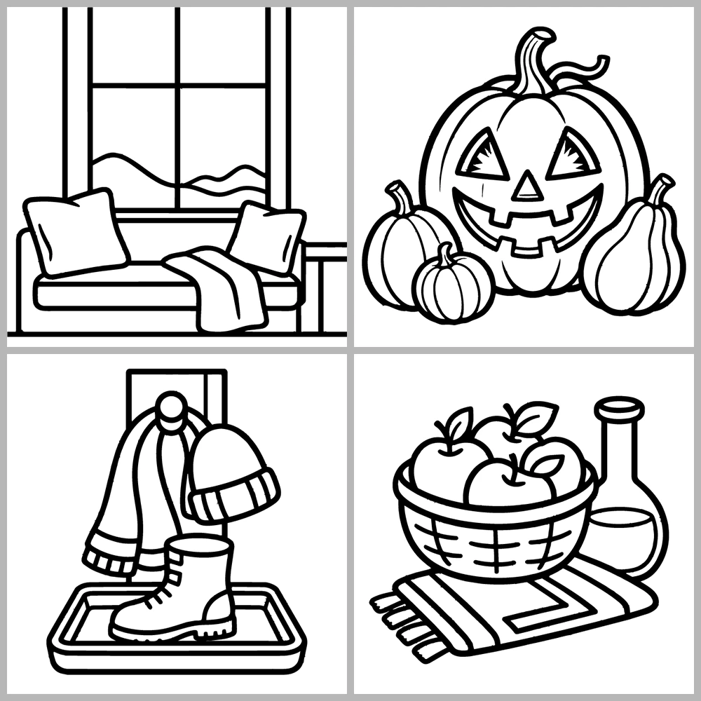 Cozy Seasons Coloring Book