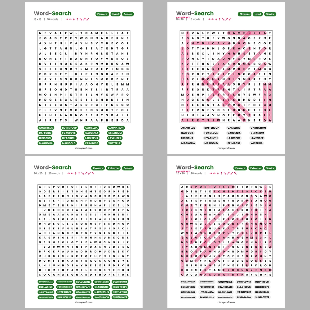 Word Search – Wine & Vineyards – Martial Arts – Themes