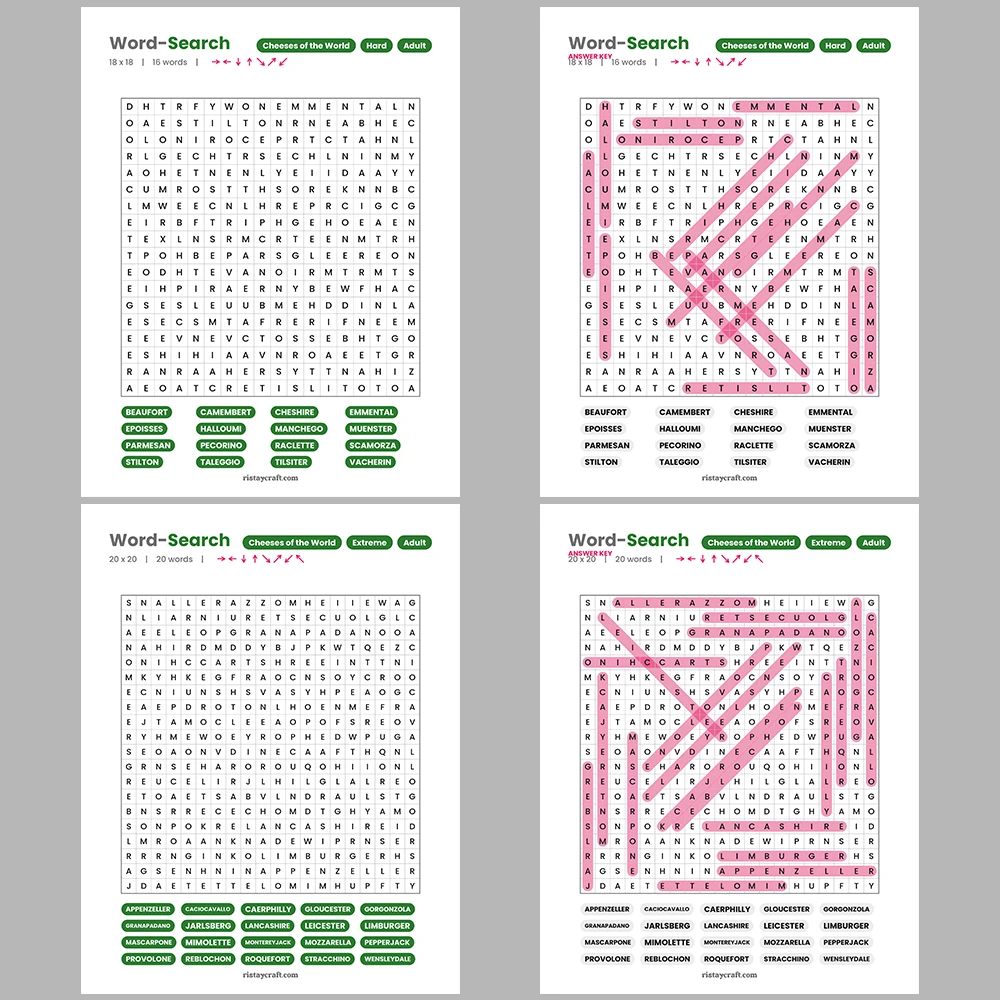 Word Search – Greek & Roman Mythology – Rivers of the World – Themes