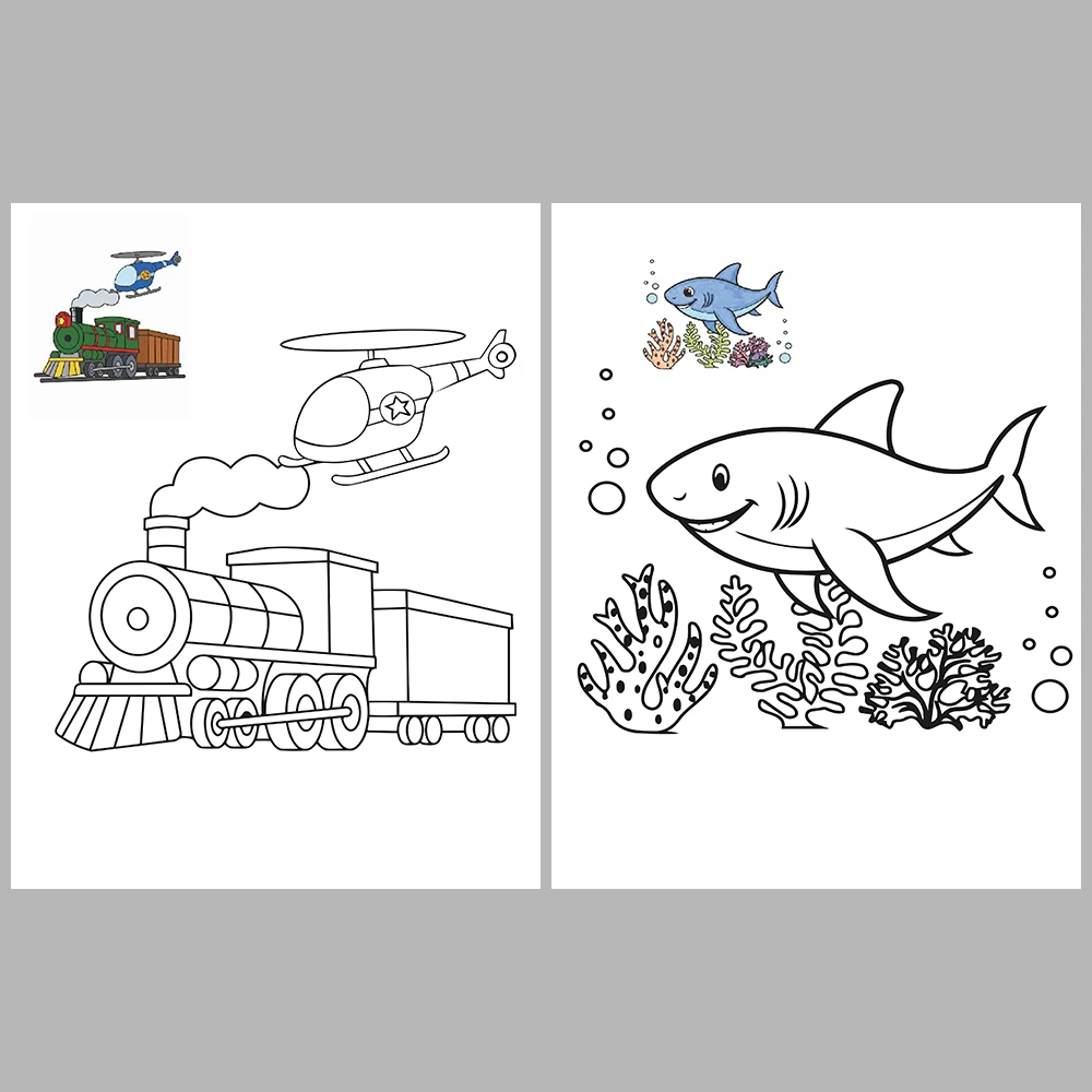 Mixed coloring pages for children aged 3/5 – With reference images (Vol. 3)