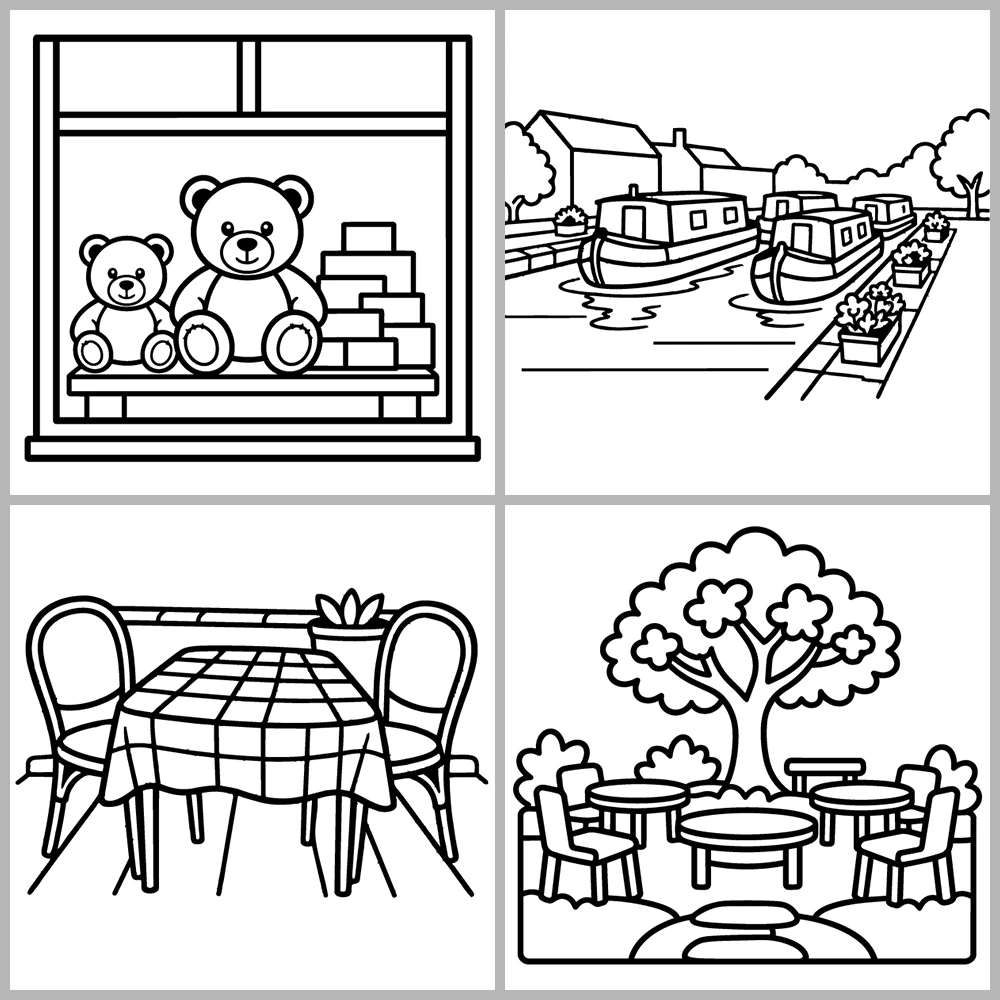 Cozy Travel and Places Coloring Book