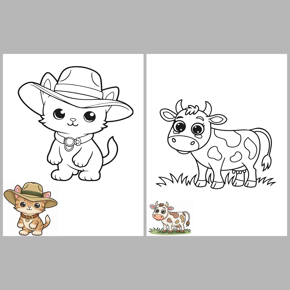 Mixed coloring pages for children aged 2/4 – With reference images (Vol. 2)