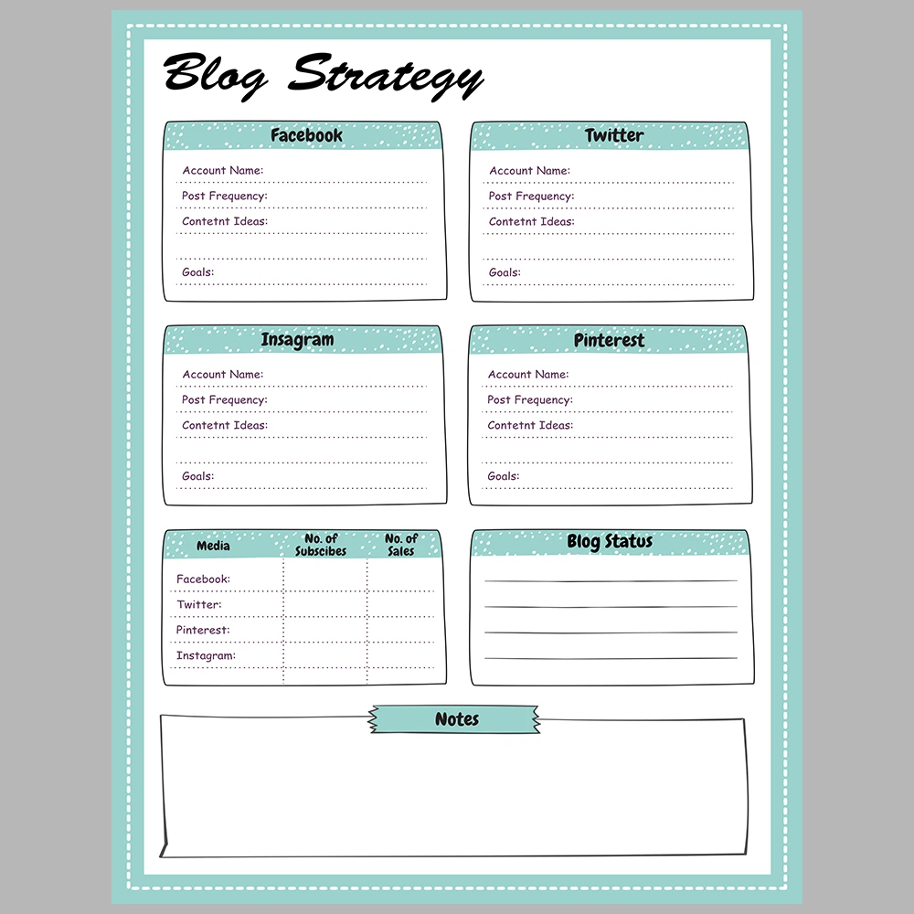 Blog Planner – Green Striped Theme