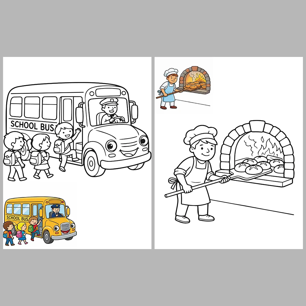 Mixed coloring pages for children aged 3/5 – With reference images (Vol. 4)