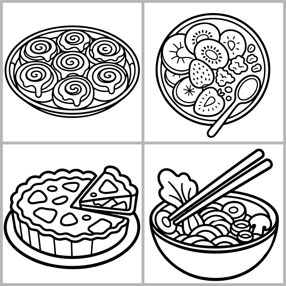 Cozy Kitchen and Food Coloring Book