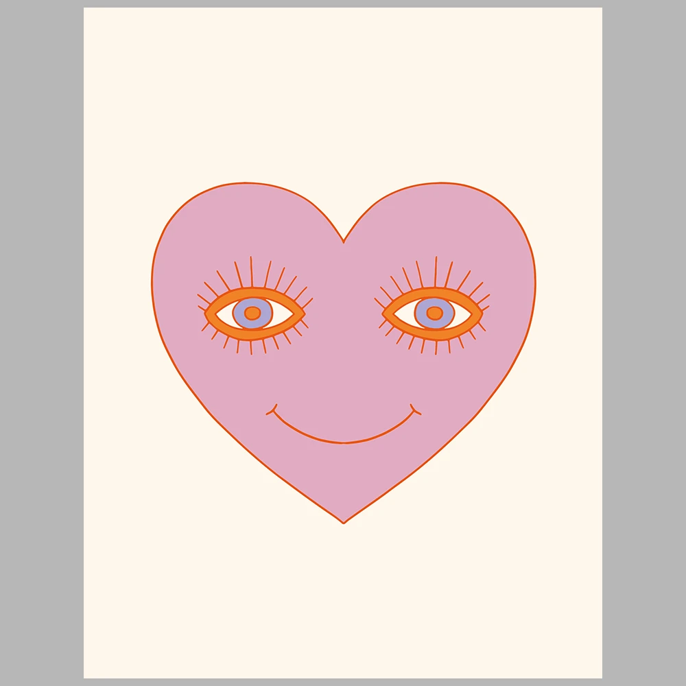 orange and purple/lilac-themed posters