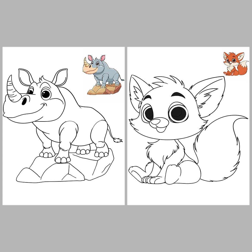 Cute Wild Animals Coloring Pages / With Reference Image