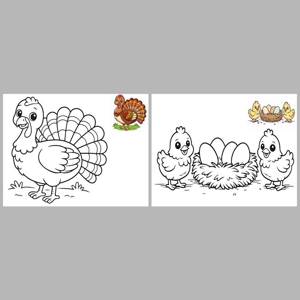 Farm Animals Coloring Pages / With Reference Image