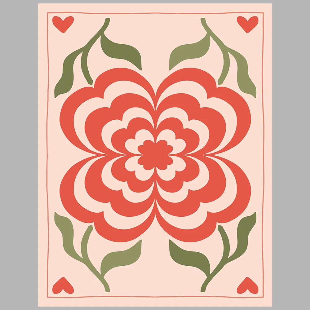 posters with an orange and green floral theme