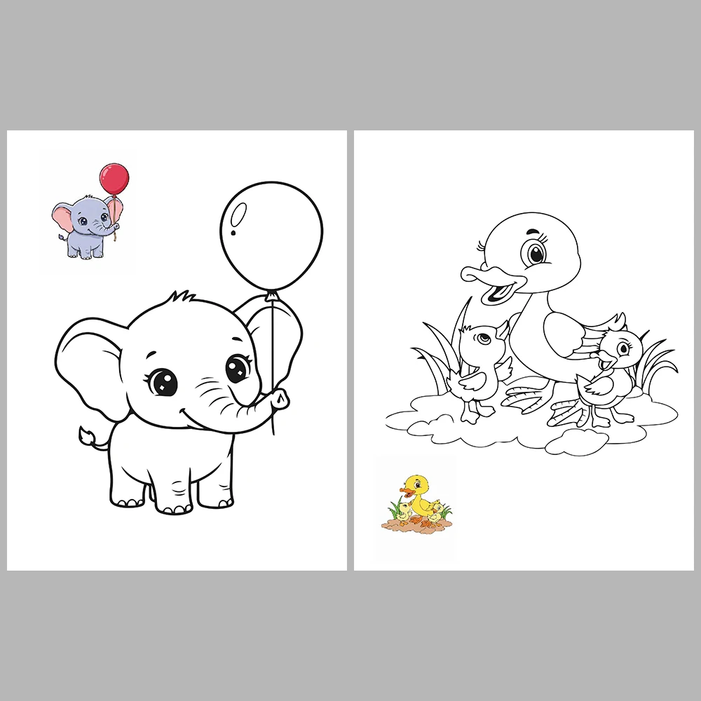 Cute Animal Coloring Pages / With Reference Image – Vol. 3