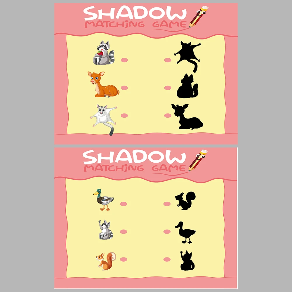 Animal-Themed Shadow Matching Game Book