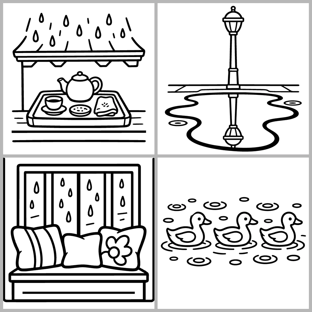 Cozy Rainy Days Coloring Book