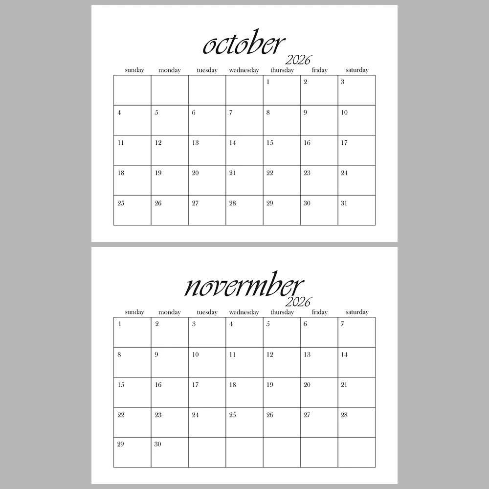 2026 Monthly Calendar