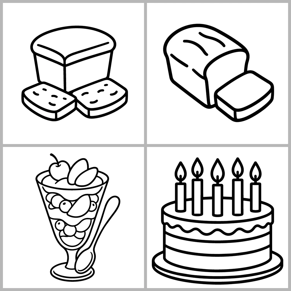 Cozy Desserts and Bakery Coloring Book