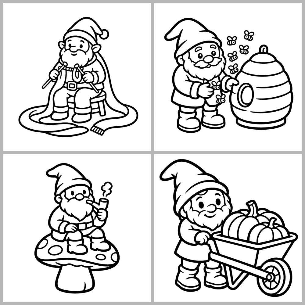 Cozy Gnomes and Little Folk Coloring Book