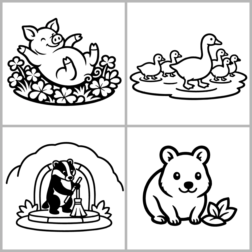 Animals Coloring Book with Bold Outlines and Simple Drawings.
