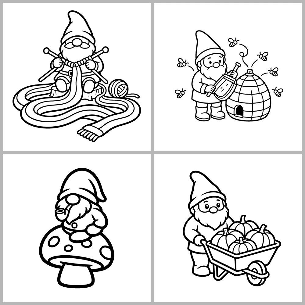 Cozy Gnomes – Little Folk Coloring Book