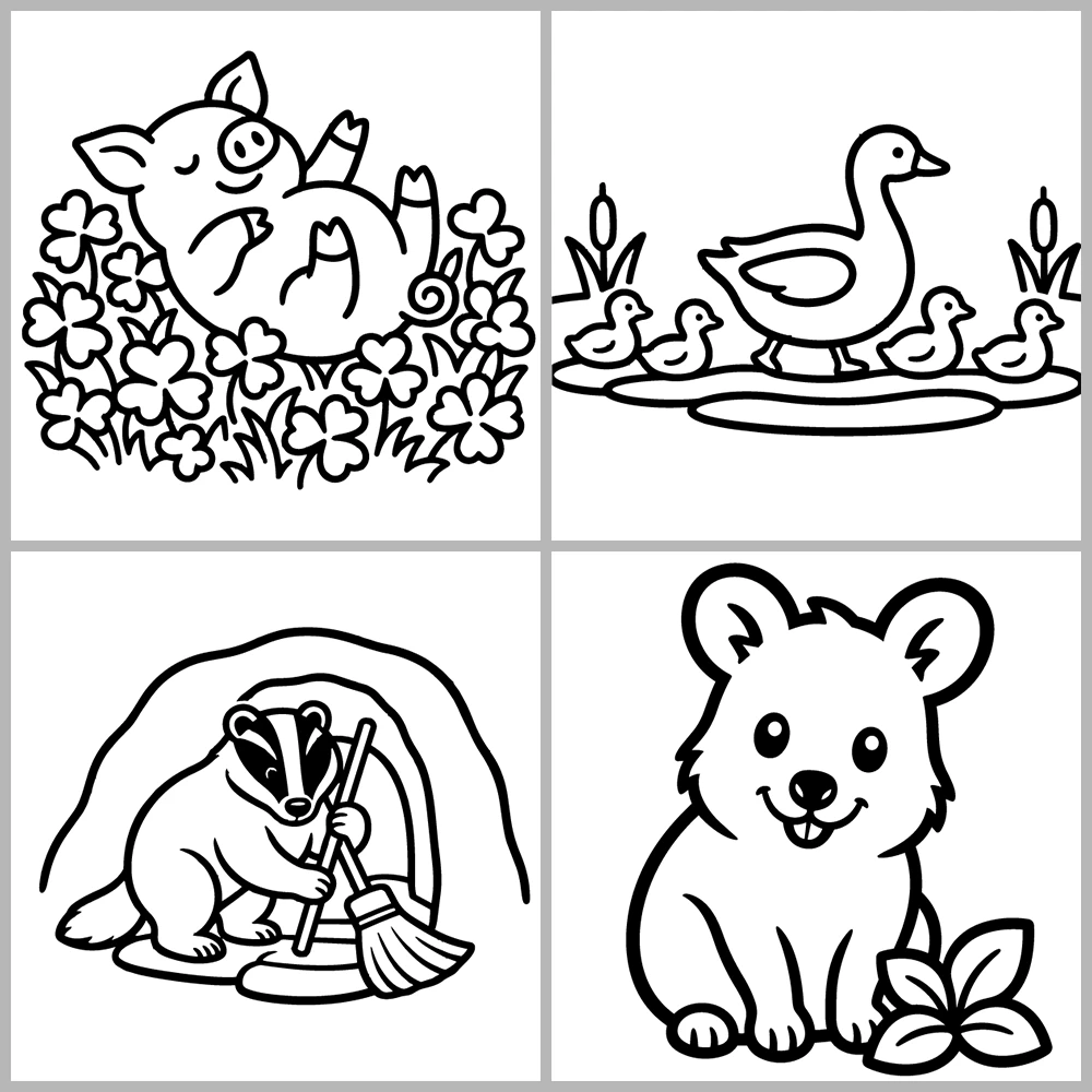 Animal Coloring Book with Bold, Simple Drawings.