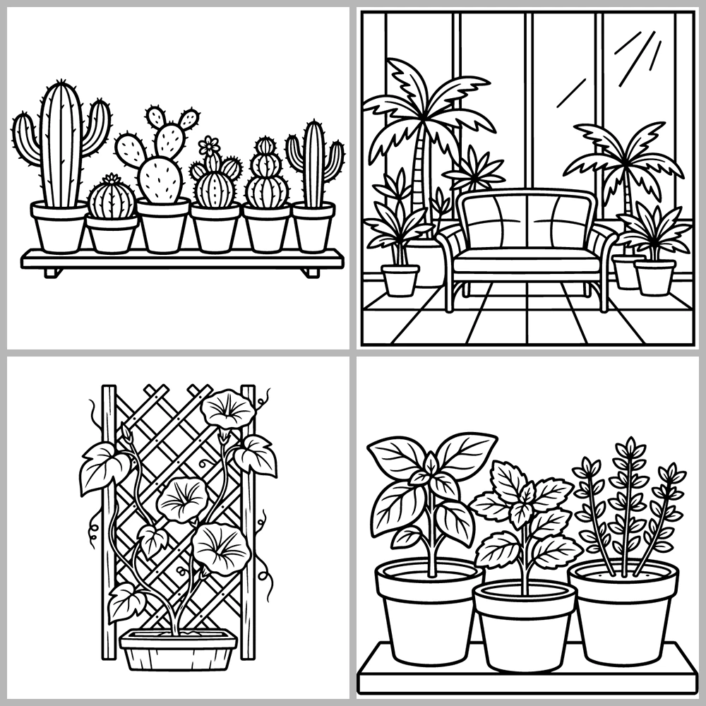Cozy Plants and Garden Coloring Book