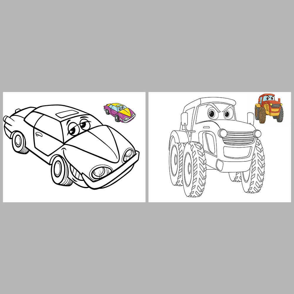 Cute Vehicles Coloring Pages / With Reference Image