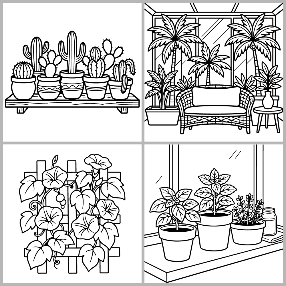 Cozy Plants – Garden Coloring Book
