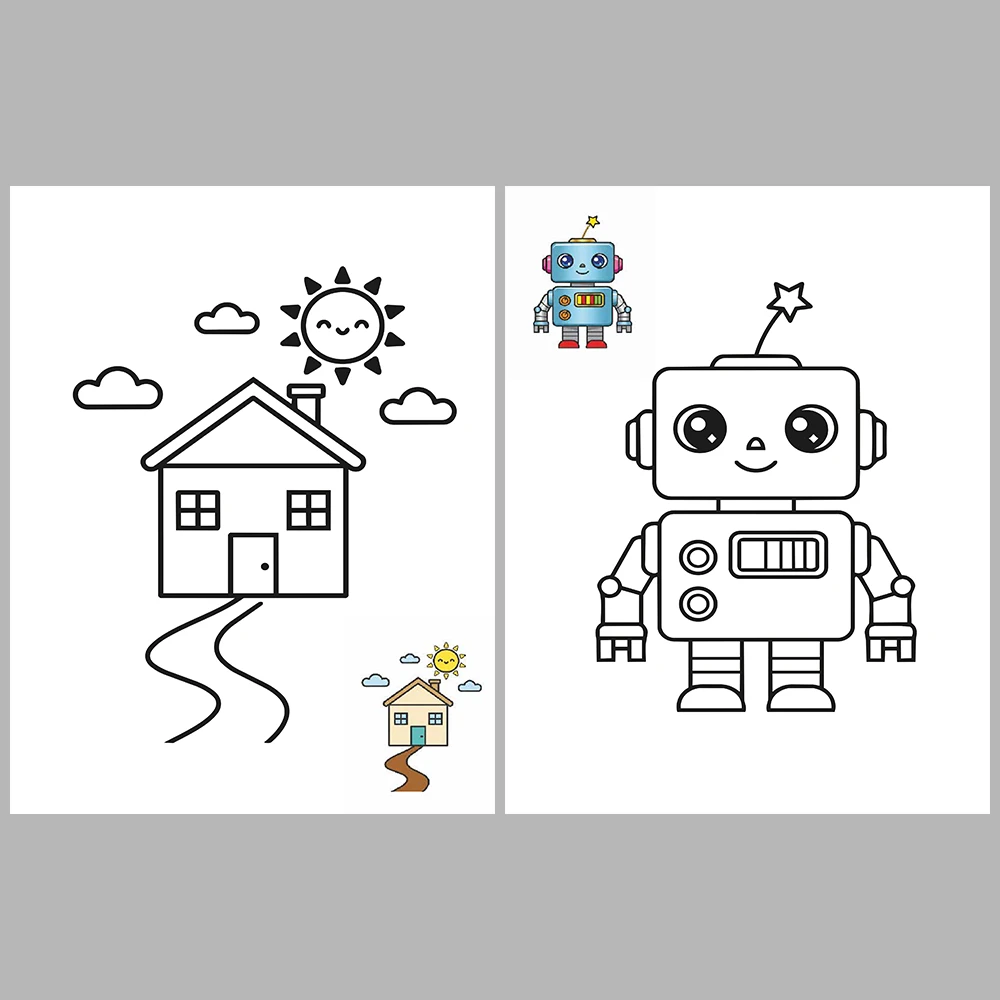 Mixed Coloring Pages for Kids – With Reference Images