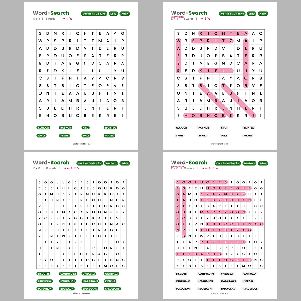 Word Search – Business & Management – Cookies & Biscuits – Themes