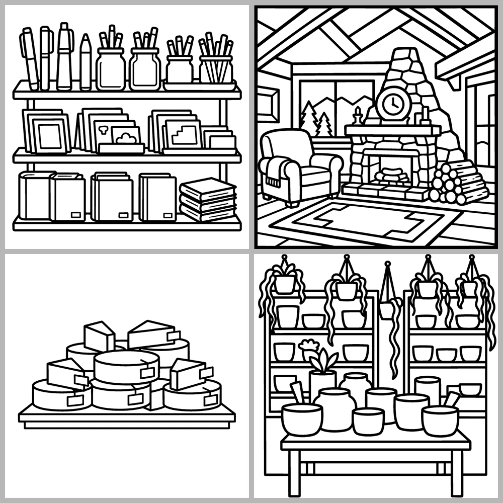 Cozy Travel and Places Coloring Book