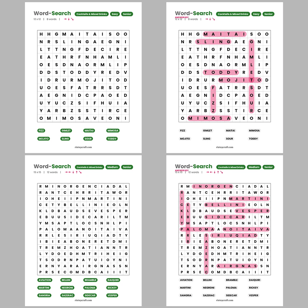 Word Search – Sports Equipment and Gear – Chocolate and Confectionery Brands – Themes