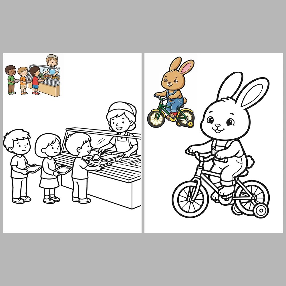 Mixed coloring pages for children aged 3/5 – With reference images (Vol. 4)