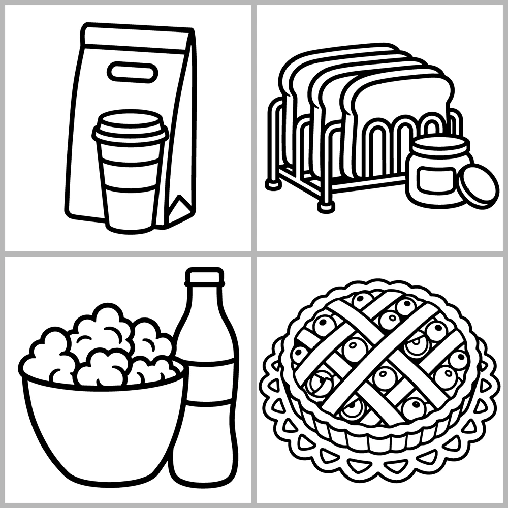 Cozy Kitchen and Food Coloring Book