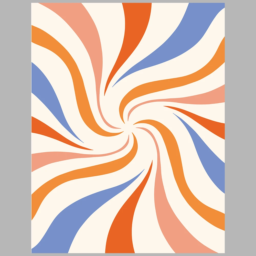 orange, blue, and beige themed posters